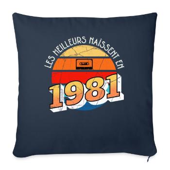 1981 Anniversaire Année de Naissance cadeau humour - Housse de coussin décorative 45 x 45 cm - bleu marine - Devant