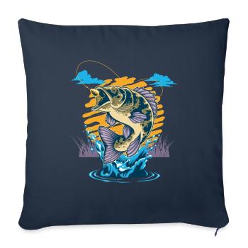 Pêche Cadeau pour Pêcheur Sport Citation Humour - Housse de coussin décorative 45 x 45 cm - bleu marine - Devant