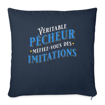 Pêche Cadeau pour Pêcheur Sport Citation Humour - Housse de coussin décorative 45 x 45 cm - bleu marine - Devant