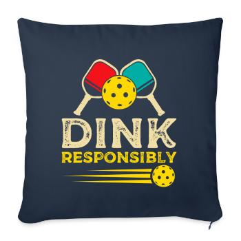 Dink Paddle Sports Pickleball responsable - Housse de coussin décorative 45 x 45 cm - bleu marine - Devant