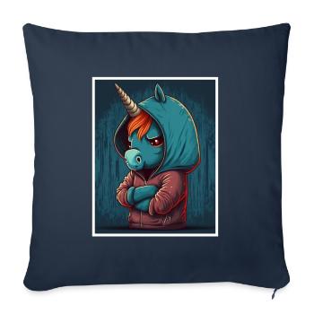 Collègue sarcasme sarcastique de vache licorne du matin - Housse de coussin décorative 45 x 45 cm - bleu marine - Devant