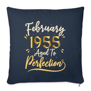 Février 1955 Février âgée à la perfection 1955 - Housse de coussin décorative 45 x 45 cm - bleu marine - Devant