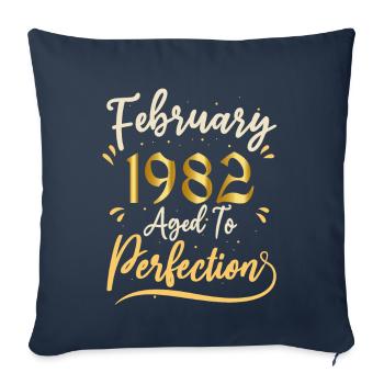February 1982 February aged to perfection 1982 - Sofa pillowcase 17,3'' x 17,3'' (45 x 45 cm) - navy - Front