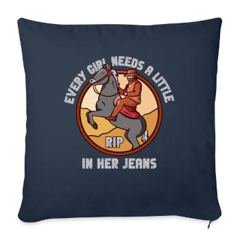 Jedes Mädchen braucht einen kleinen Riss in ihrer Jeans - Sofakissenbezug 45 x 45 cm - Navy - Vorne