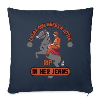 Chaque fille a besoin d’une petite déchirure dans son jean - Housse de coussin décorative 45 x 45 cm - bleu marine - Devant
