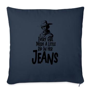 Chaque fille a besoin d’une petite déchirure dans son jean - Housse de coussin décorative 45 x 45 cm - bleu marine - Devant