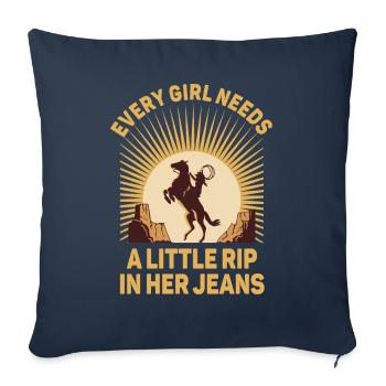 Chaque fille a besoin d’une petite déchirure dans son jean - Housse de coussin décorative 45 x 45 cm - bleu marine - Devant