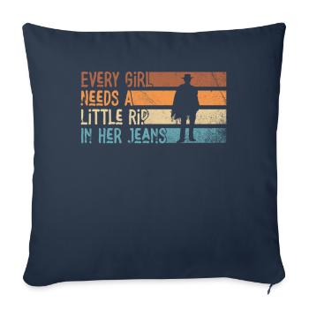 Chaque fille a besoin d’une petite déchirure dans son jean - Housse de coussin décorative 45 x 45 cm - bleu marine - Devant