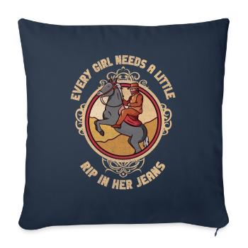 Chaque fille a besoin d’une petite déchirure dans son jean - Housse de coussin décorative 45 x 45 cm - bleu marine - Devant