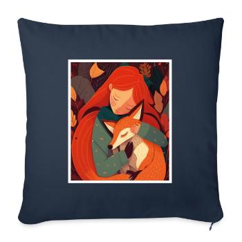 Fox Fox Mama Fox Love Nature Forest Girl - Sofa pillowcase 17,3'' x 17,3'' (45 x 45 cm) - navy - Front