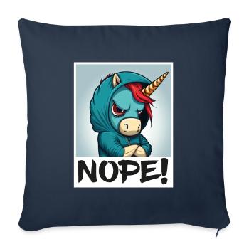 Nope morning grouch licorne collègue sarcasme - Housse de coussin décorative 45 x 45 cm - bleu marine - Devant