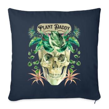 Lustiger Totenkopf, Plant-Daddy mit Grünpflanzen - Sofakissenbezug 45 x 45 cm - Navy - Vorne