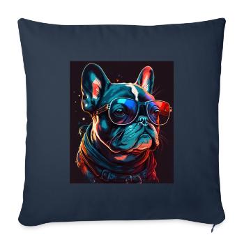 French Bulldog Frenchie Dog Sunglasses - Sofa pillowcase 17,3'' x 17,3'' (45 x 45 cm) - navy - Front