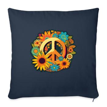 Signe de Paix Fleurs Plantes Abstrait Paix - Housse de coussin décorative 45 x 45 cm - bleu marine - Devant