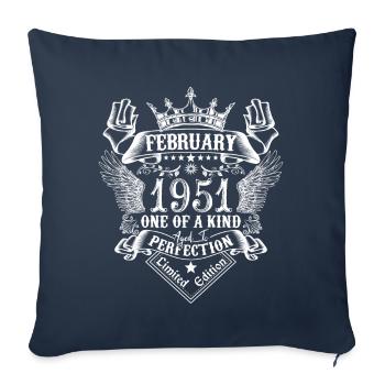 Février 1951 anniversaire Février 1951 Février - Housse de coussin décorative 45 x 45 cm - bleu marine - Devant