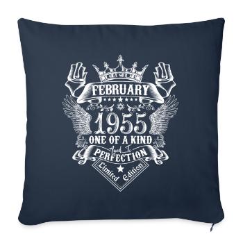 Février 1955 anniversaire Février 1955 Février - Housse de coussin décorative 45 x 45 cm - bleu marine - Devant