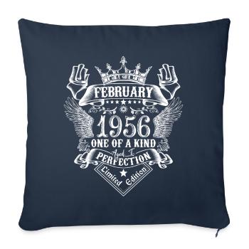 Février 1956 anniversaire Février 1956 Février - Housse de coussin décorative 45 x 45 cm - bleu marine - Devant