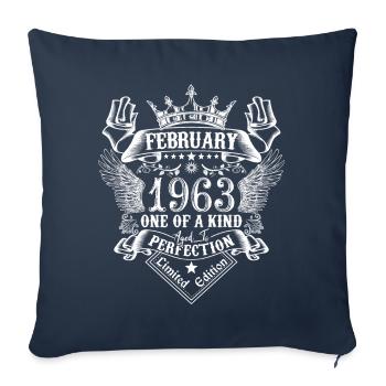 Février 1963 anniversaire Février 1963 Février - Housse de coussin décorative 45 x 45 cm - bleu marine - Devant