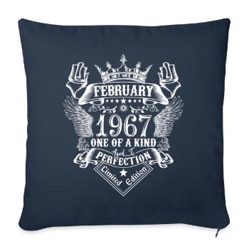 Février 1967 anniversaire Février 1967 Février - Housse de coussin décorative 45 x 45 cm - bleu marine - Devant