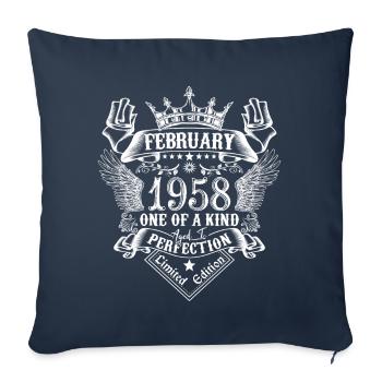 Février 1958 anniversaire Février 1958 Février - Housse de coussin décorative 45 x 45 cm - bleu marine - Devant