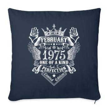 Février 1975 anniversaire Février 1975 Février - Housse de coussin décorative 45 x 45 cm - bleu marine - Devant