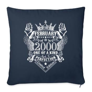Février 2000 anniversaire Février 2000 Février - Housse de coussin décorative 45 x 45 cm - bleu marine - Devant