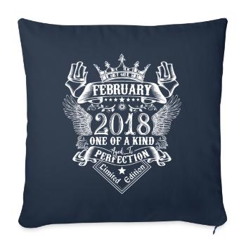 Février 2018 anniversaire Février 2018 Février - Housse de coussin décorative 45 x 45 cm - bleu marine - Devant