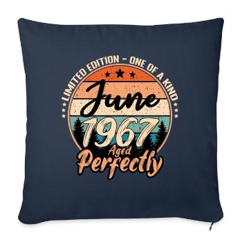 Juin 1967 anniversaire 1967 légendes Juin - Housse de coussin décorative 45 x 45 cm - bleu marine - Devant