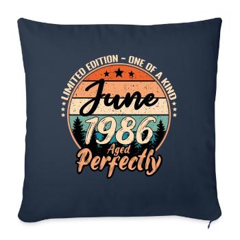Juin 1986 anniversaire 1986 légendes Juin - Housse de coussin décorative 45 x 45 cm - bleu marine - Devant