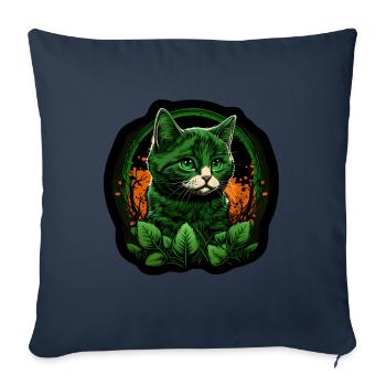 Chaton chaton Saint-Patrick Irlande Irlandais - Housse de coussin décorative 45 x 45 cm - bleu marine - Devant