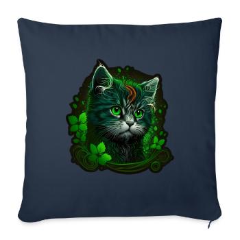 Chaton chaton Saint-Patrick Irlande Irlandais - Housse de coussin décorative 45 x 45 cm - bleu marine - Devant