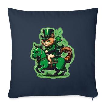 Cat Kitten Pony St. Patrick’s Day Irlande Irlandais - Housse de coussin décorative 45 x 45 cm - bleu marine - Devant