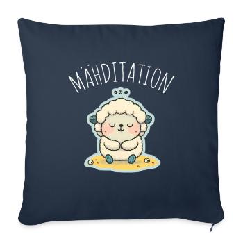Mouton Agneau Mouton Yoga Méditation Relaxation - Housse de coussin décorative 45 x 45 cm - bleu marine - Devant