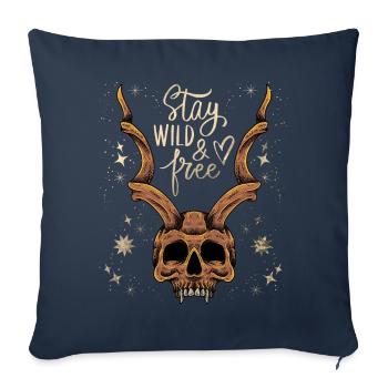 Crâne cornu Baphomet Crâne vintage, disant - Housse de coussin décorative 45 x 45 cm - bleu marine - Devant