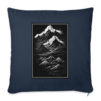 Hiking Mountaineering Mountains Outdoor Line Art - Sofa pillowcase 17,3'' x 17,3'' (45 x 45 cm) - navy - Front
