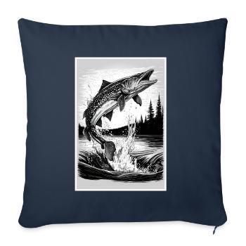 Fishing Pike Predator Fish Fishing Angler Angler - Sofa pillowcase 17,3'' x 17,3'' (45 x 45 cm) - navy - Front