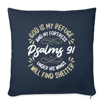 Gott Ist Meine Zuflucht Und Meine Festung Psalmen - Sofakissenbezug 45 x 45 cm - Navy - Vorne