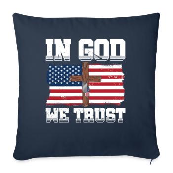 En Dieu Nous faisons confiance au drapeau américain Jésus Foi - Housse de coussin décorative 45 x 45 cm - bleu marine - Devant