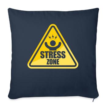 Panneau routier Stress Zone Stress National - Housse de coussin décorative 45 x 45 cm - bleu marine - Devant