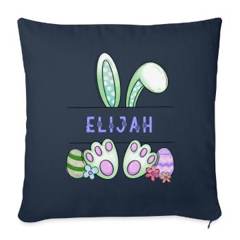Lapin de Pâques, lapin, mignon - Elijah - Housse de coussin décorative 45 x 45 cm - bleu marine - Devant