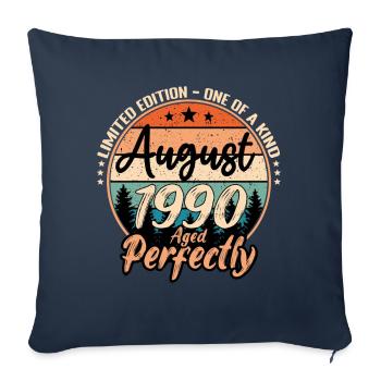 Août 1990 anniversaire 1990 légendes Août - Housse de coussin décorative 45 x 45 cm - bleu marine - Devant