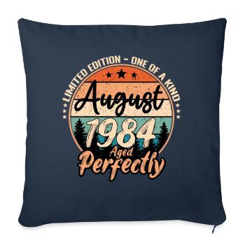 Août 1984 anniversaire 1984 légendes Août - Housse de coussin décorative 45 x 45 cm - bleu marine - Devant