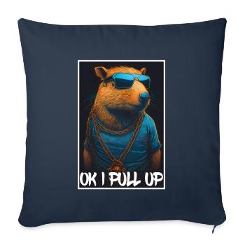 Capybara Capybara Cochon d’Inde Mèmes rongeurs - Housse de coussin décorative 45 x 45 cm - bleu marine - Devant
