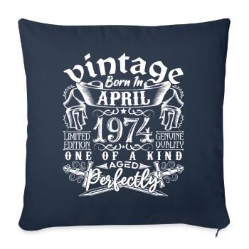 1974 Avril 1974 anniversaire Avril 1974 Avril - Housse de coussin décorative 45 x 45 cm - bleu marine - Devant