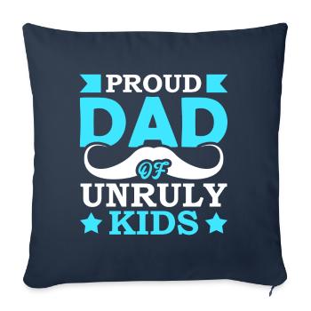Fier père d’enfants indisciplinés - Housse de coussin décorative 45 x 45 cm - bleu marine - Devant