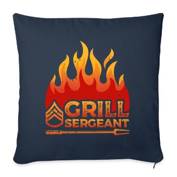 Grill Sergent Flame Decor Proud Dad Griller - Housse de coussin décorative 45 x 45 cm - bleu marine - Devant