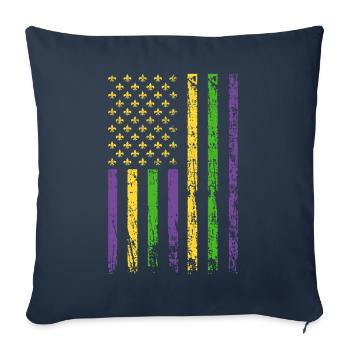 Masque de fou de vacances drapeau américain - Housse de coussin décorative 45 x 45 cm - bleu marine - Devant