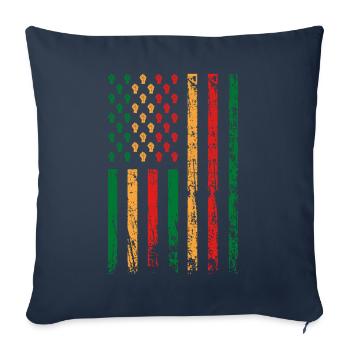 Drapeau Américain Poing Décor Noir Mélanine - Housse de coussin décorative 45 x 45 cm - bleu marine - Devant