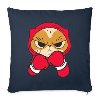 Katze Boxer Kampfsportler Sparring Combat Sports - Sofakissenbezug 45 x 45 cm - Navy - Vorne