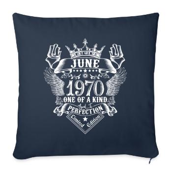 Juin 1970 anniversaire Juin 1970 Juin - Housse de coussin décorative 45 x 45 cm - bleu marine - Devant